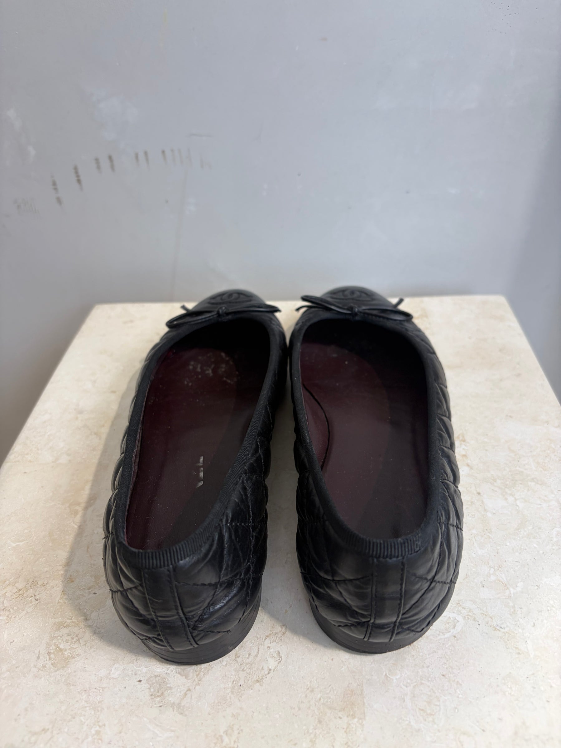 Chanel Black Quilted Chanel Ballet Flats, 37