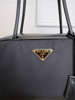PRADA Nylon Leather Shoulder Bag, M