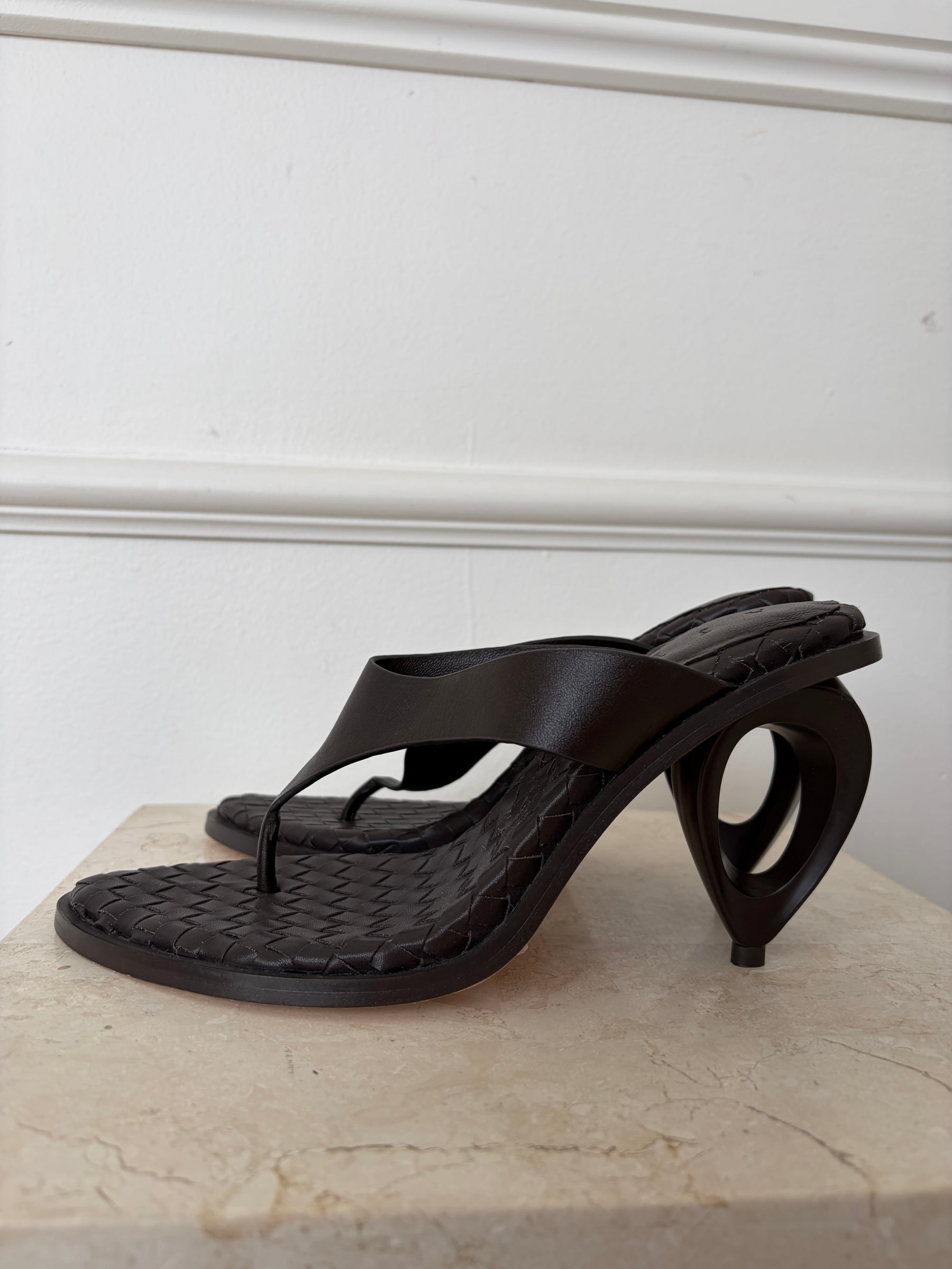 Aje Eternal Sculptural Heel Sandal Brown, 37