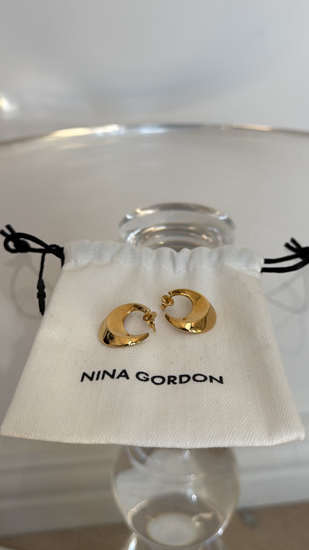 Nina Gordan Gold Plated Sterling Silver Moon Stud Earrings