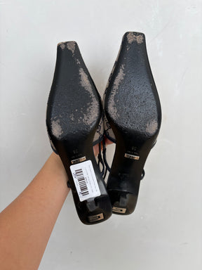 Gucci Canvas Logo Slingback Pumps Navy, 38