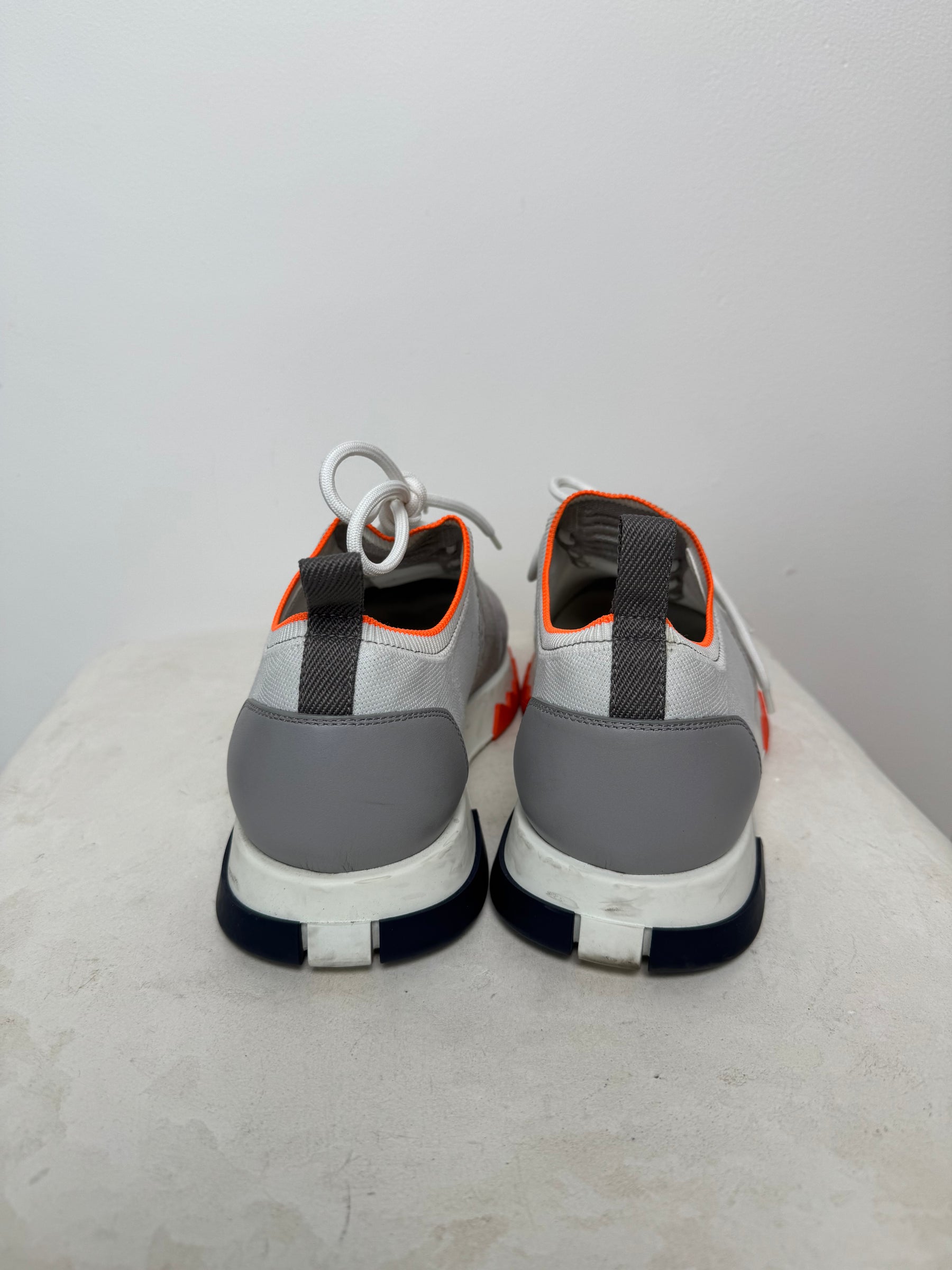 Hermès Grey and White Knit Sneakers, 40