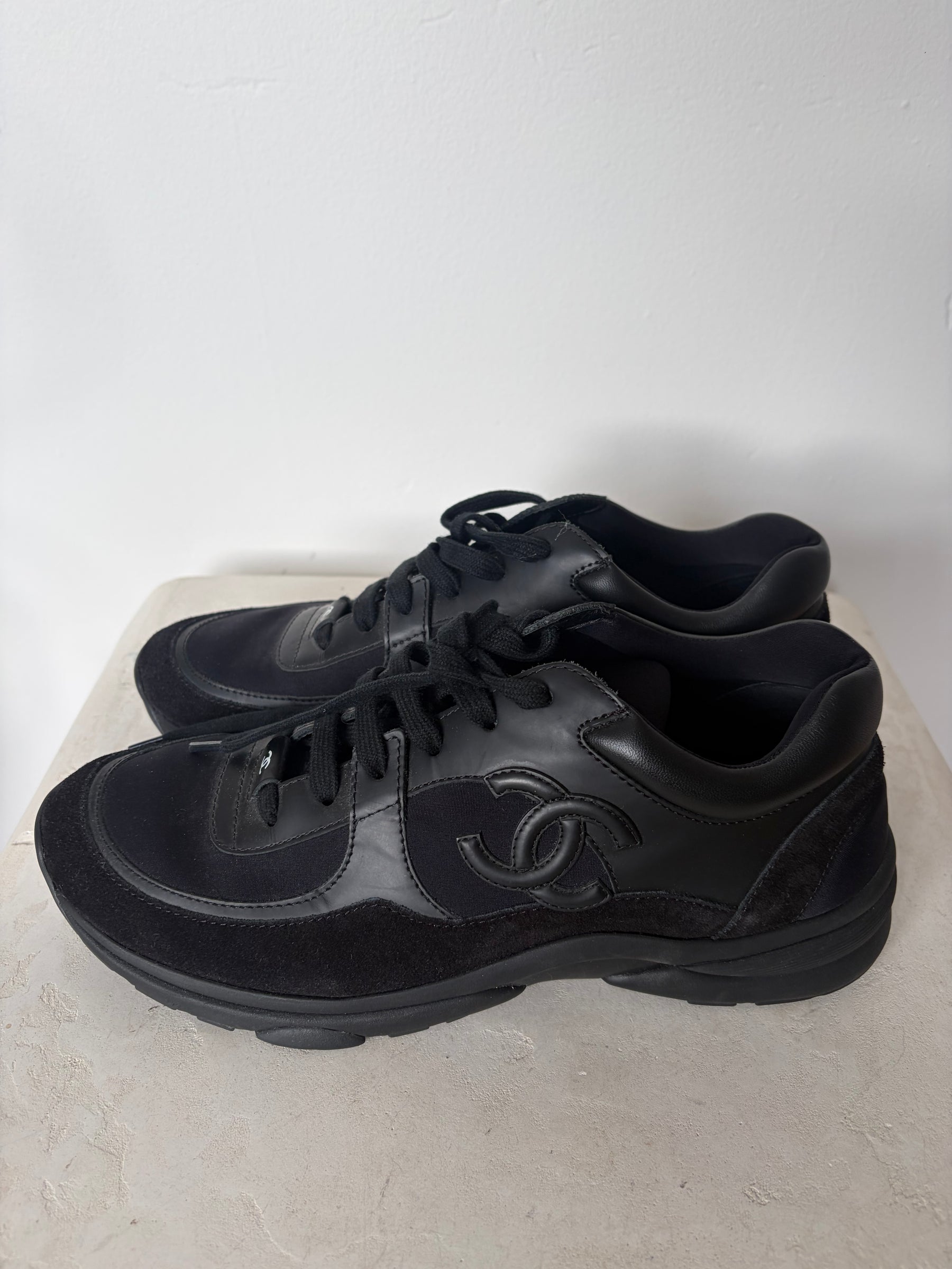 Chanel Black CC Sneakers, 41