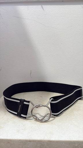 Prada Elasticated Belt With Silver Buckle