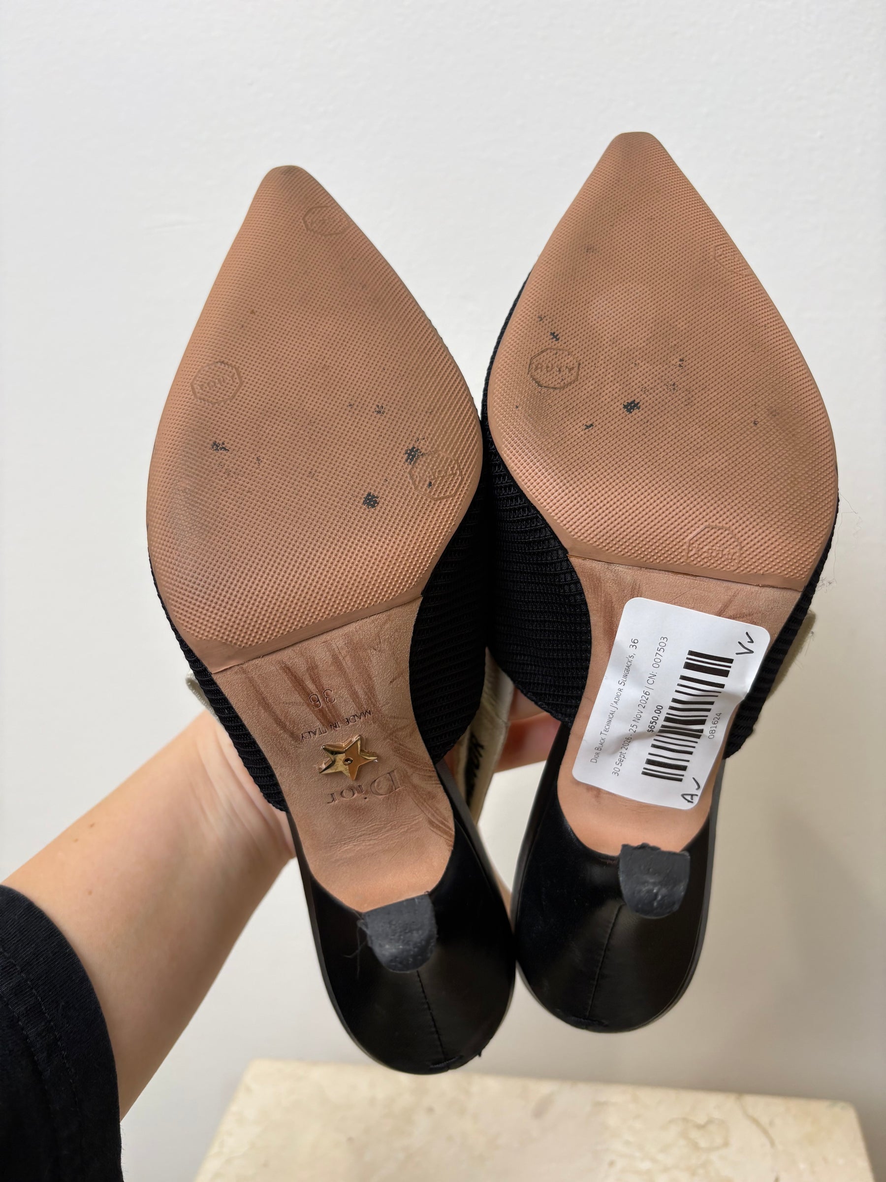 Dior Black Technical J'adior Slingback's, 36