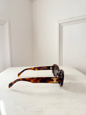 Celine Tortoiseshell Oval Triomphe Sunglasses