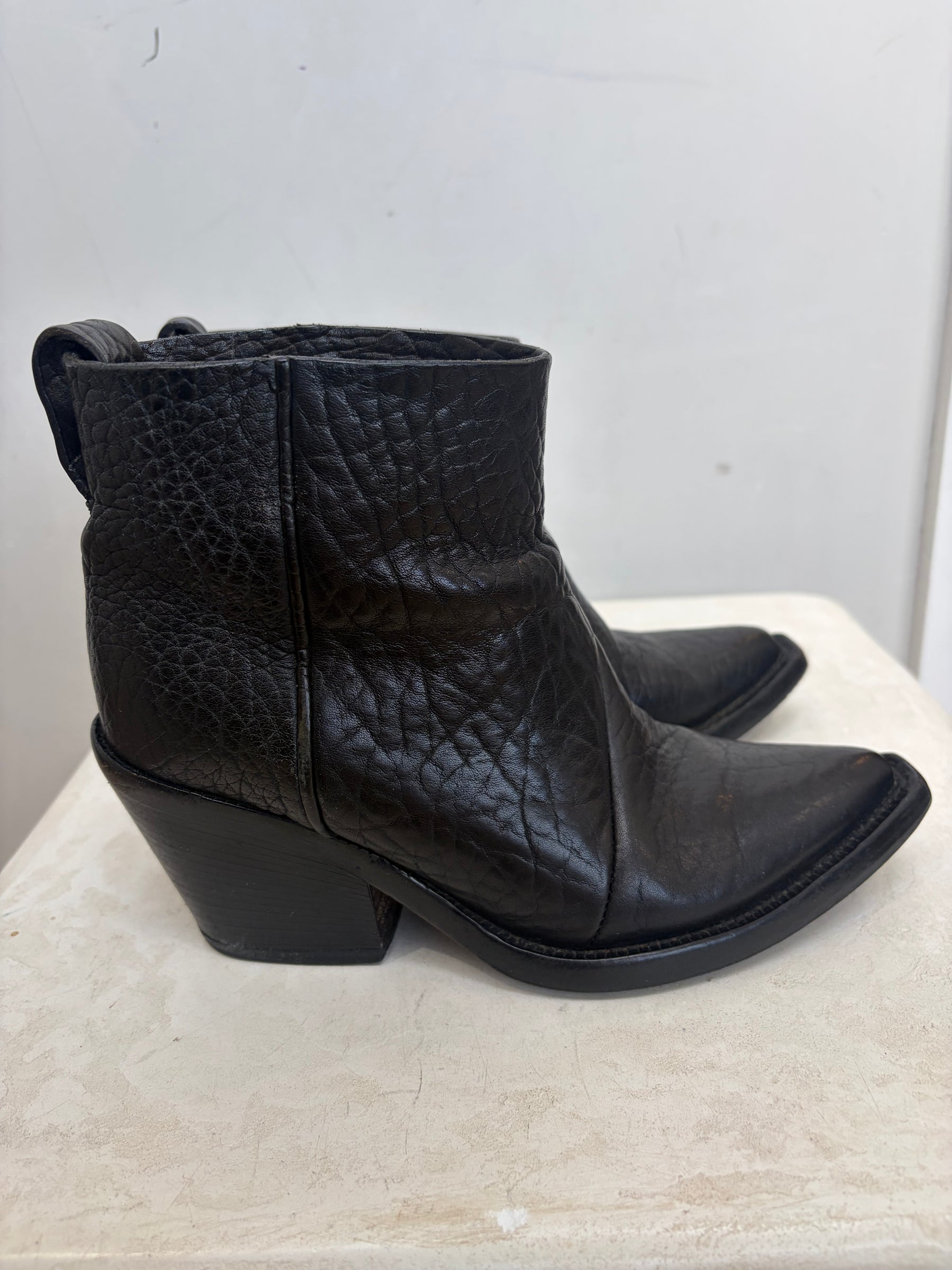 Acne Studios Black Leather Ankle Boots, 36