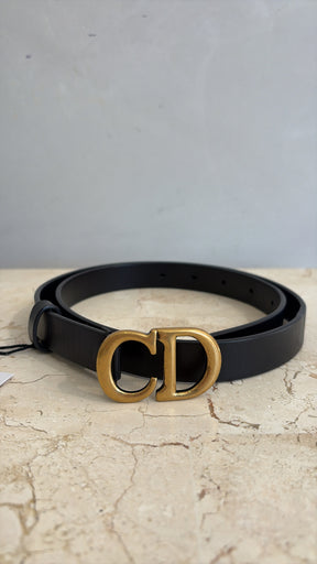Dior Black Leather Logo Belt, 75