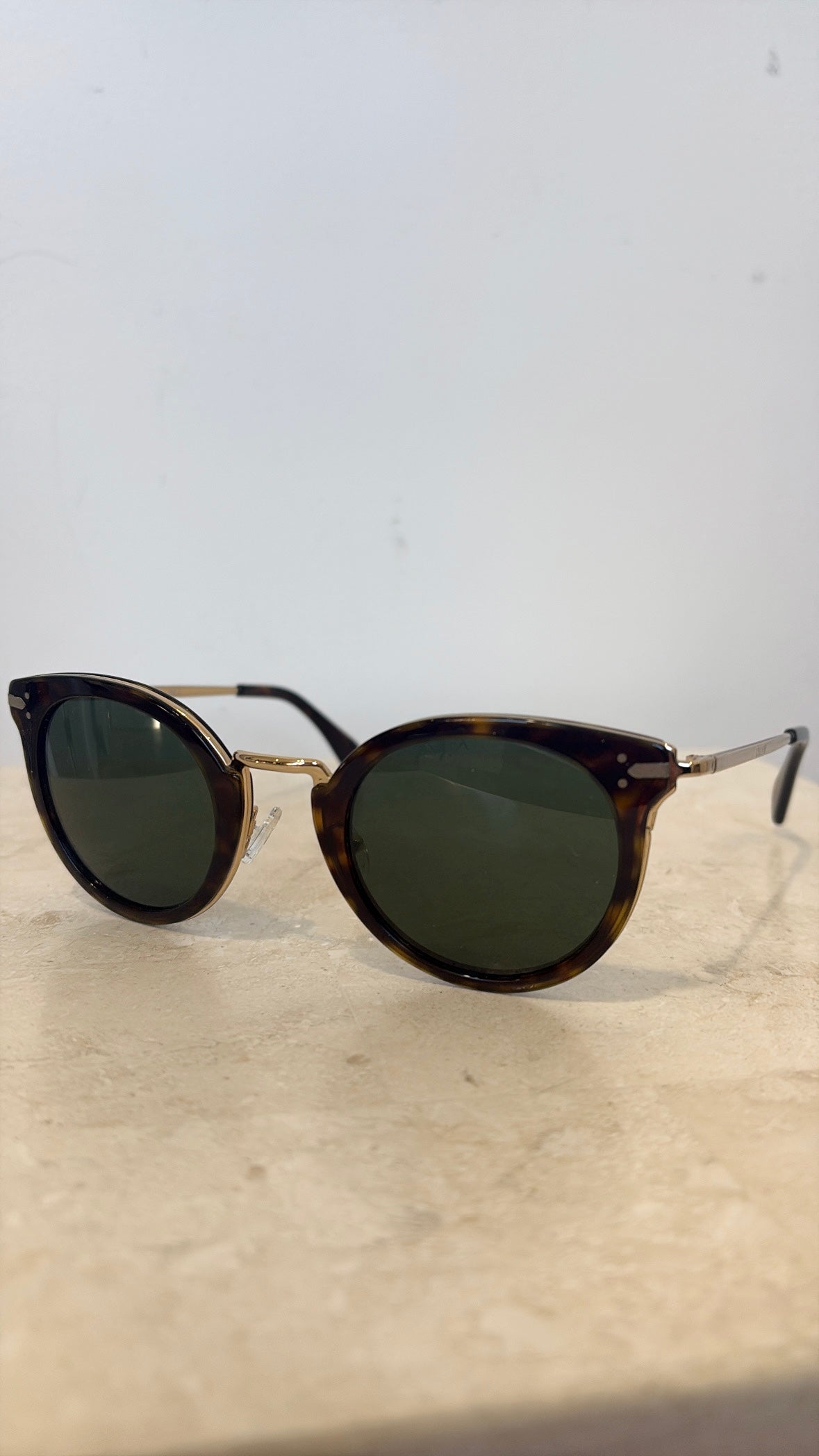 Celine Tortoishell Sunglasses With Gold Hardware