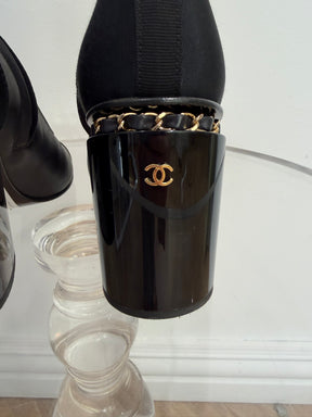 Chanel Uniform Ankle Boot Stretch Black Leather, 39C