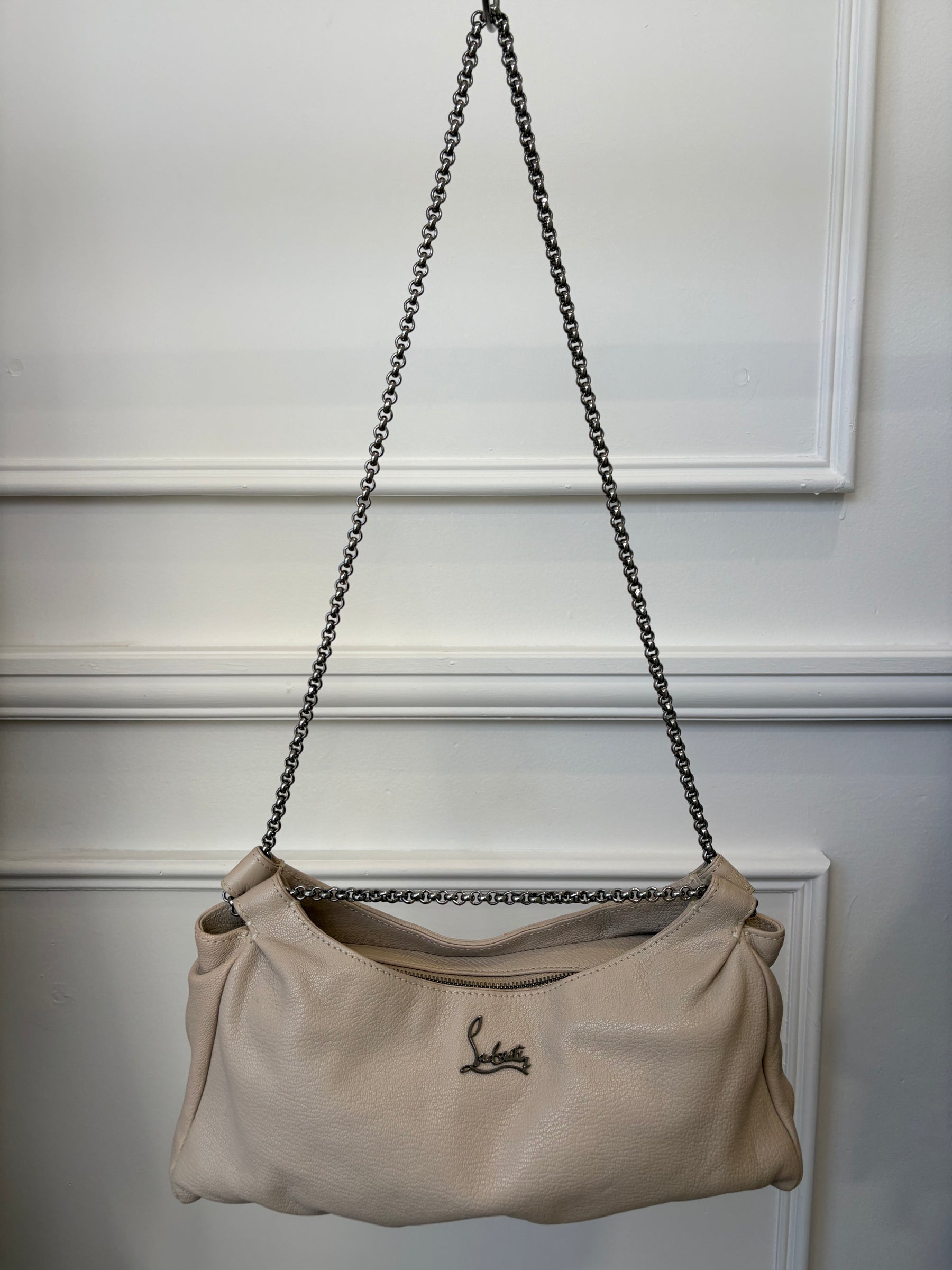 Christian Louboutin Taupe Leather Chain Shoulder Bag