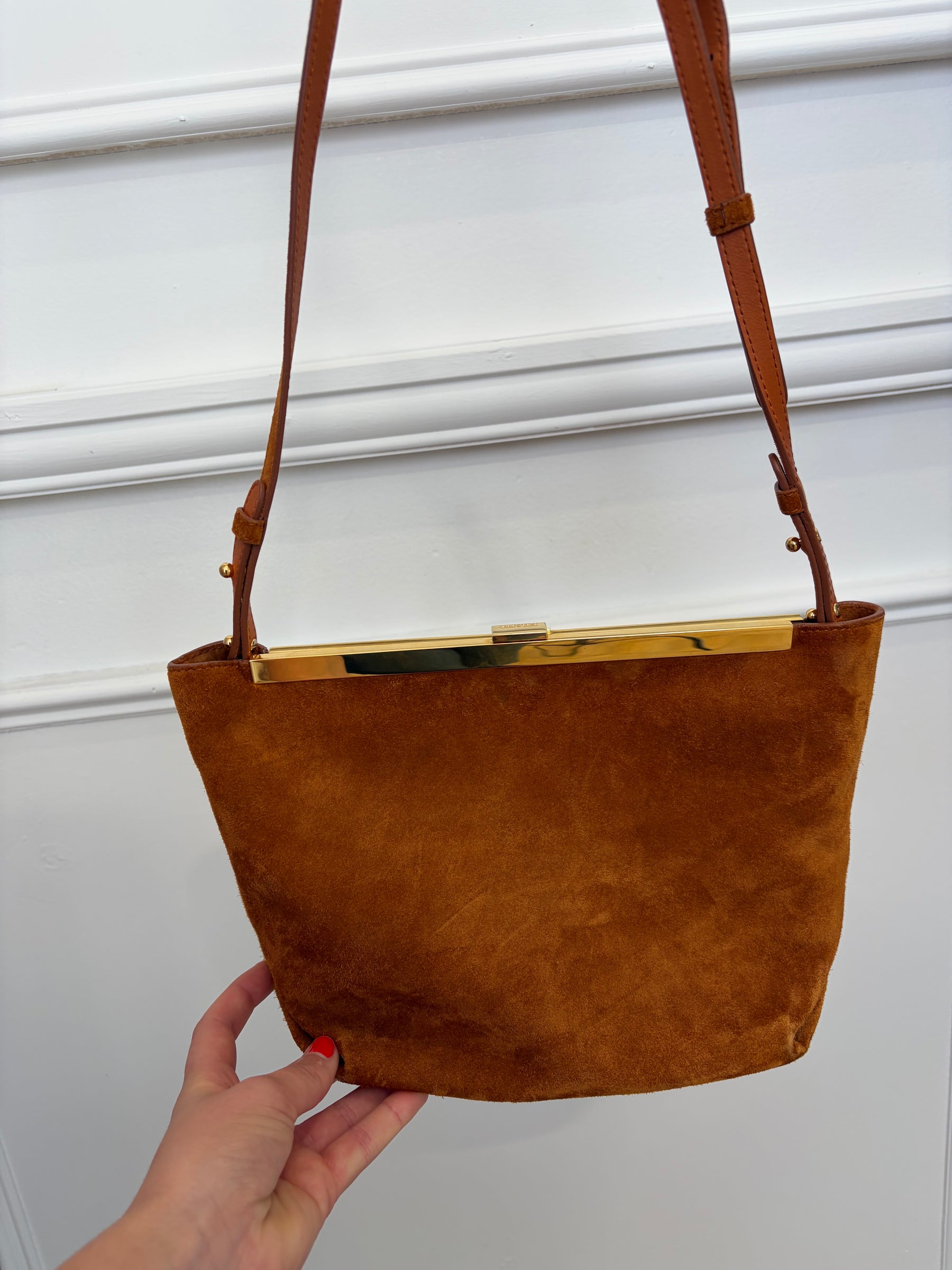 Khaite Brown Suede Augusta Crossbody Clutch