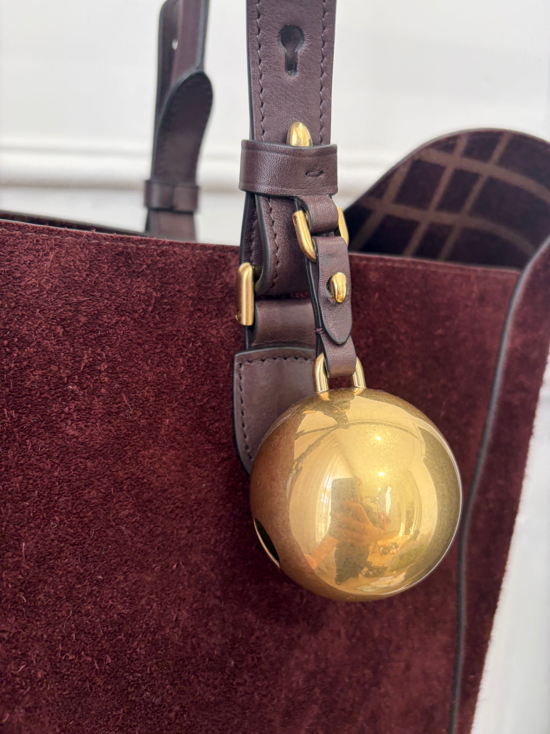 Burberry Brown Suede Medium Shield Tote Bag