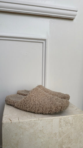 Balenciaga Blush Shearling Slippers, 39