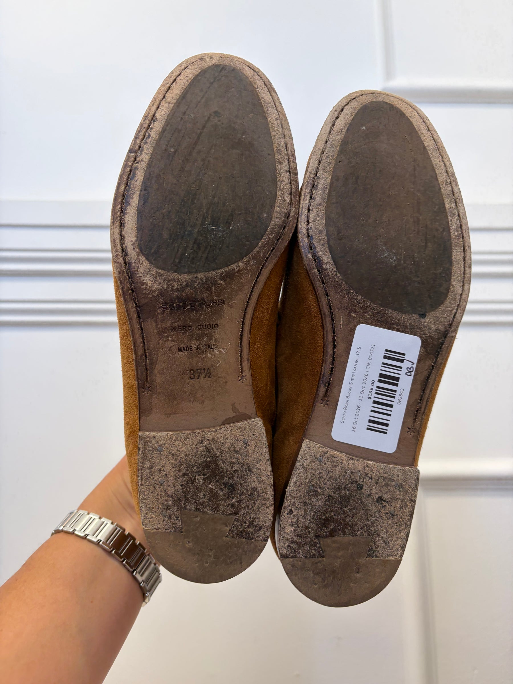 Sergio Rossi Brown Suede Loafers, 37.5