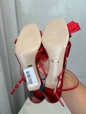 Gucci Red Metallic Bow Slingbacks, 40