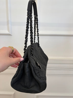 Chanel Charcoal Coated Quilted 'Mademoiselle Shoulder Bag