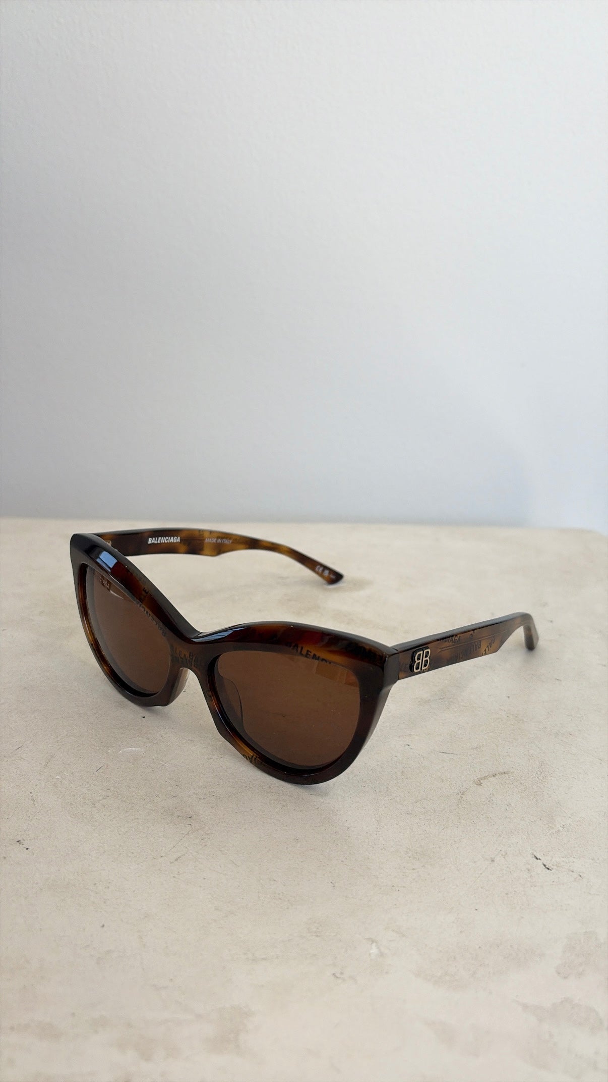 Balenciaga Cat Eye Brown Tortoise Shell Sunglasses