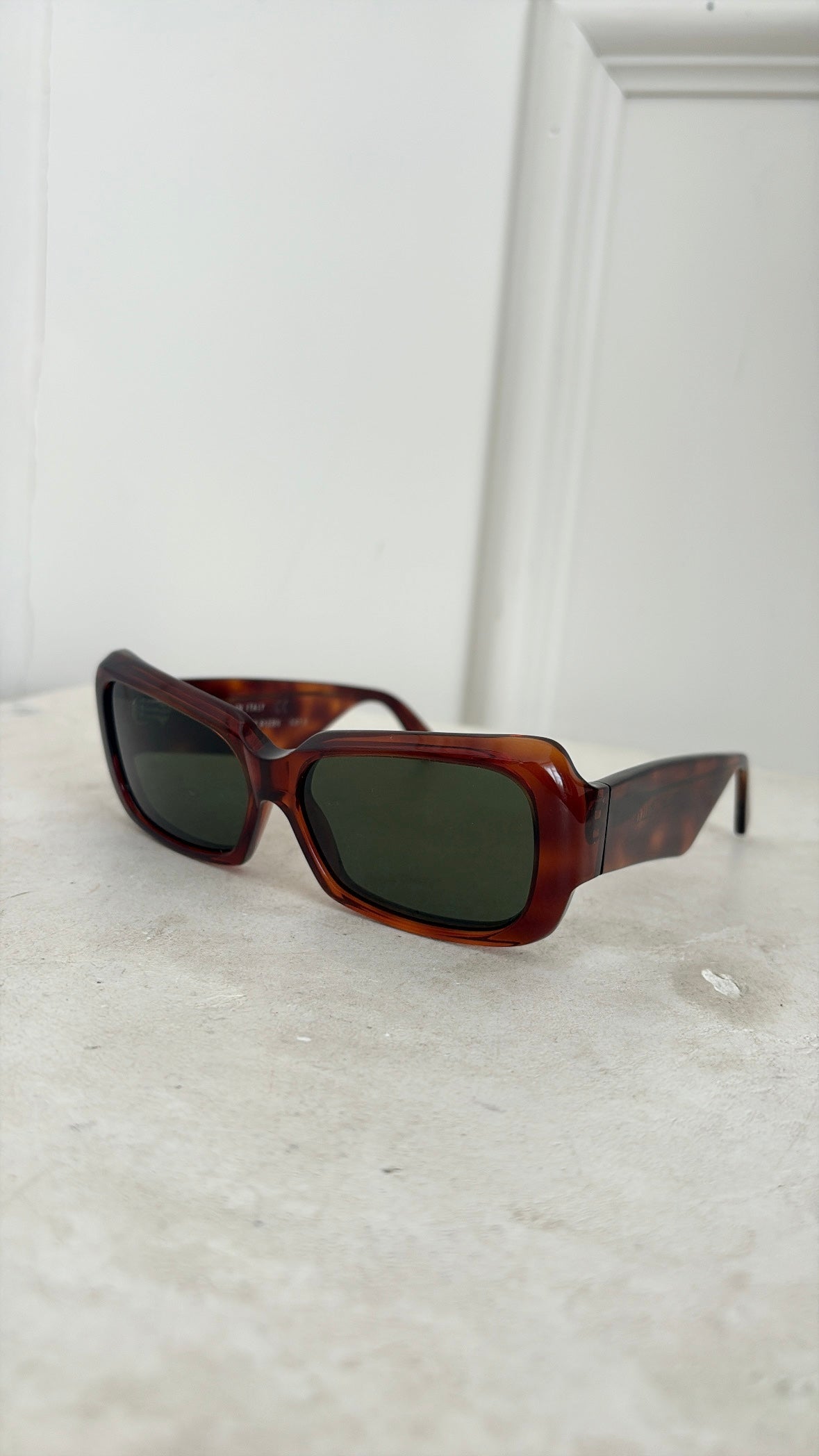 Phoebe Philo Score Rectangular Sunglasses Brown Tortoishell