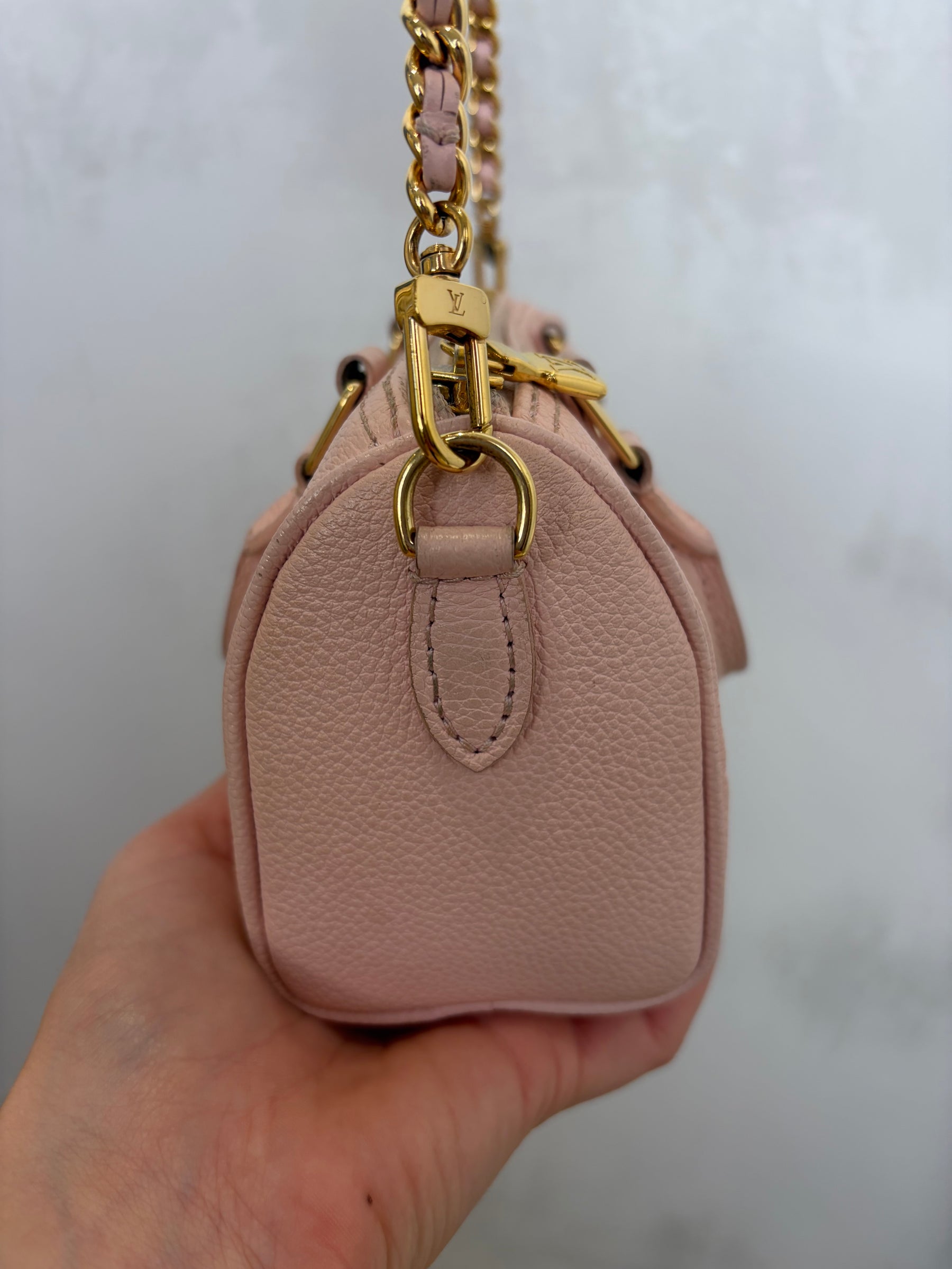 Louis Vuitton Pale Pink Monogram Empreinte Leather Nano Speedy