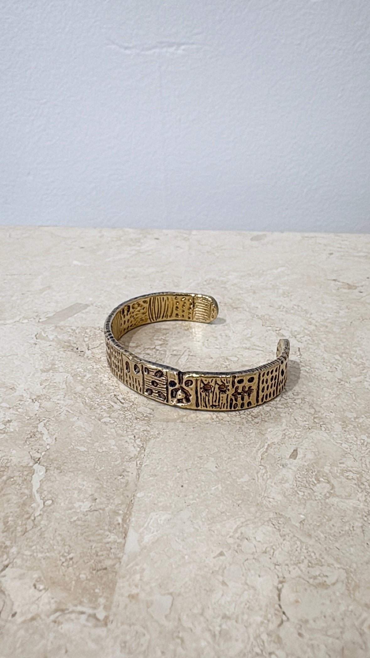 Lucy Folk Textured Cuff Gold Tone