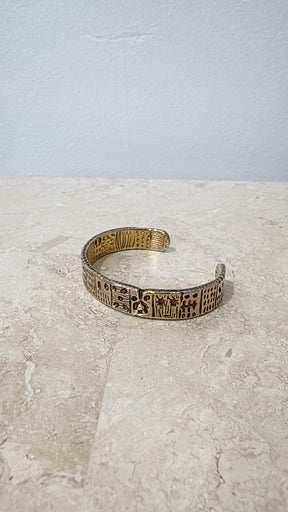 Lucy Folk Textured Cuff Gold Tone