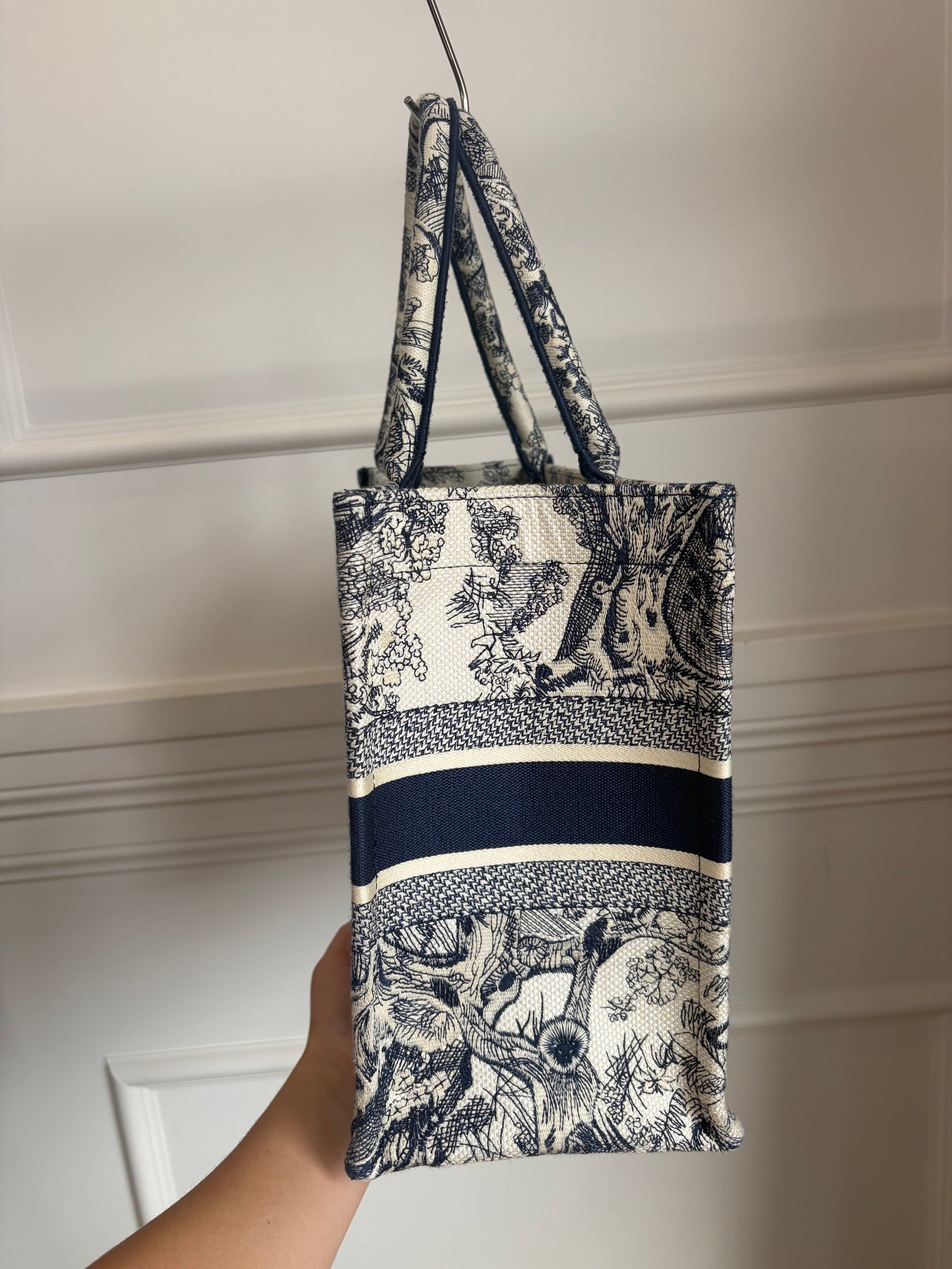 Dior Navy and Cream Toile De Juoy Medium Book Tote