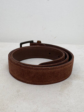 Chanel Brown Suede Logo Belt, 80