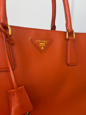 Prada Orange Saffiano Leather Tote