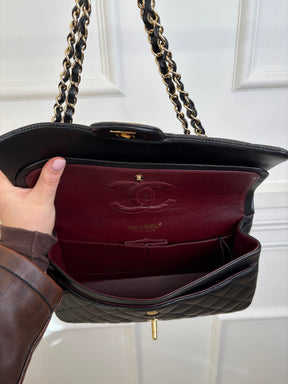 Chanel Black Lambskin Medium Classic Flap with Gold Hardware