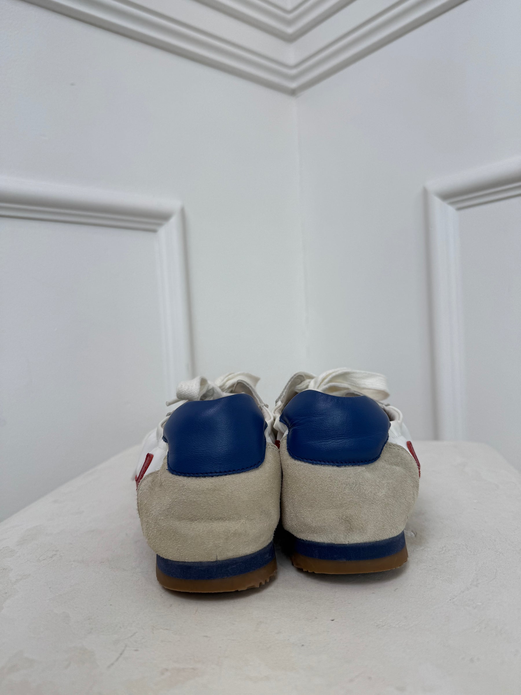 Loewe White, Red and Blue Leather Ballet Sneakers, 38