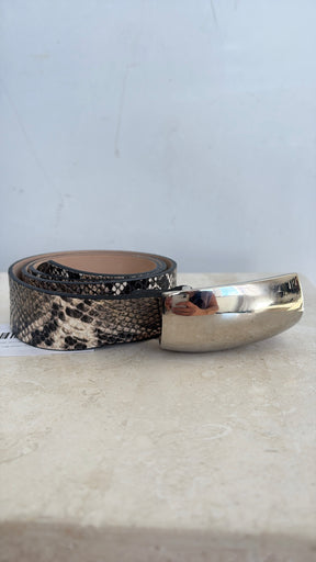 L'Agence Python Printed Leather Belt, S