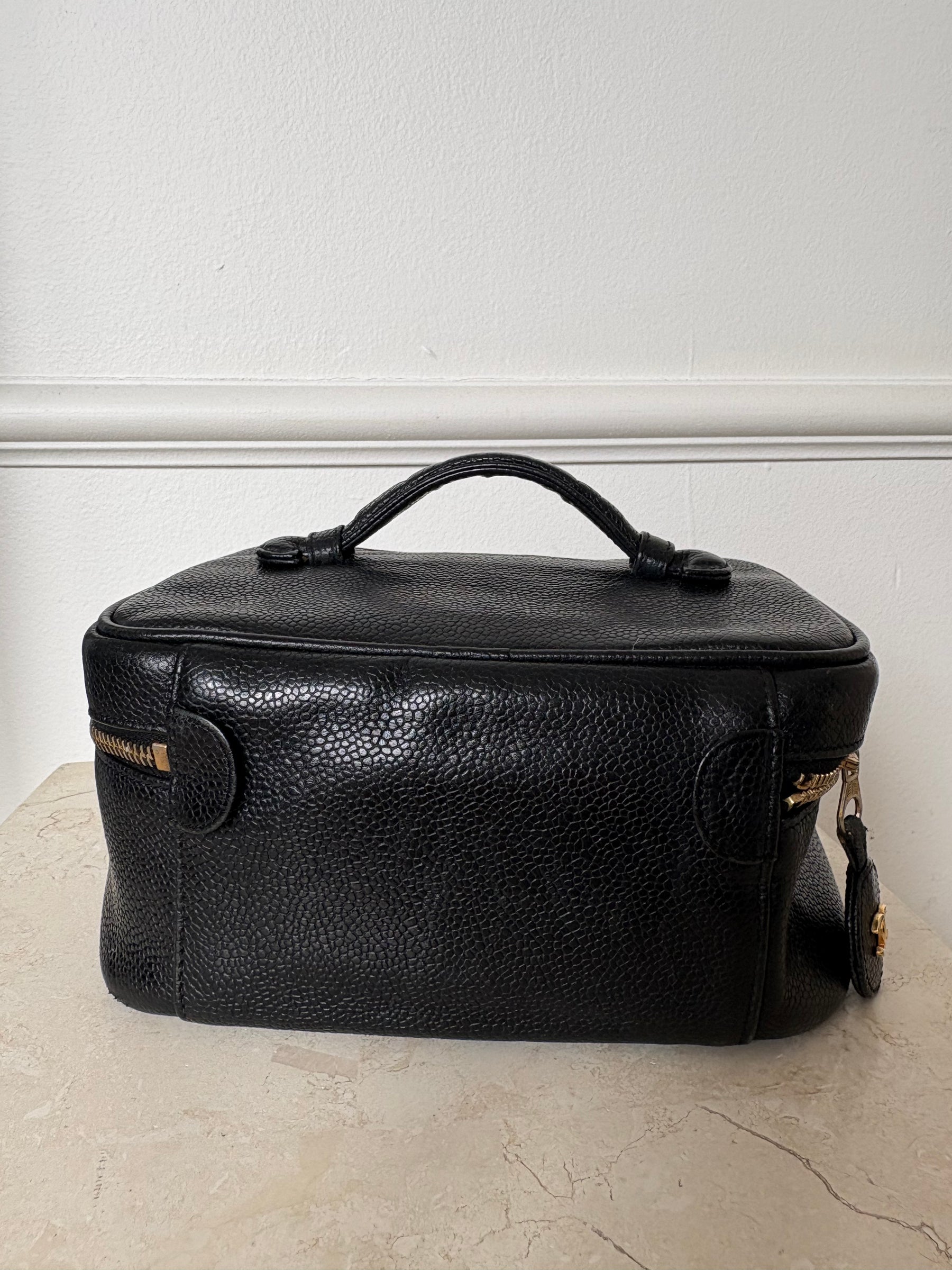 Chanel Black Caviar Leather Toiletry Case