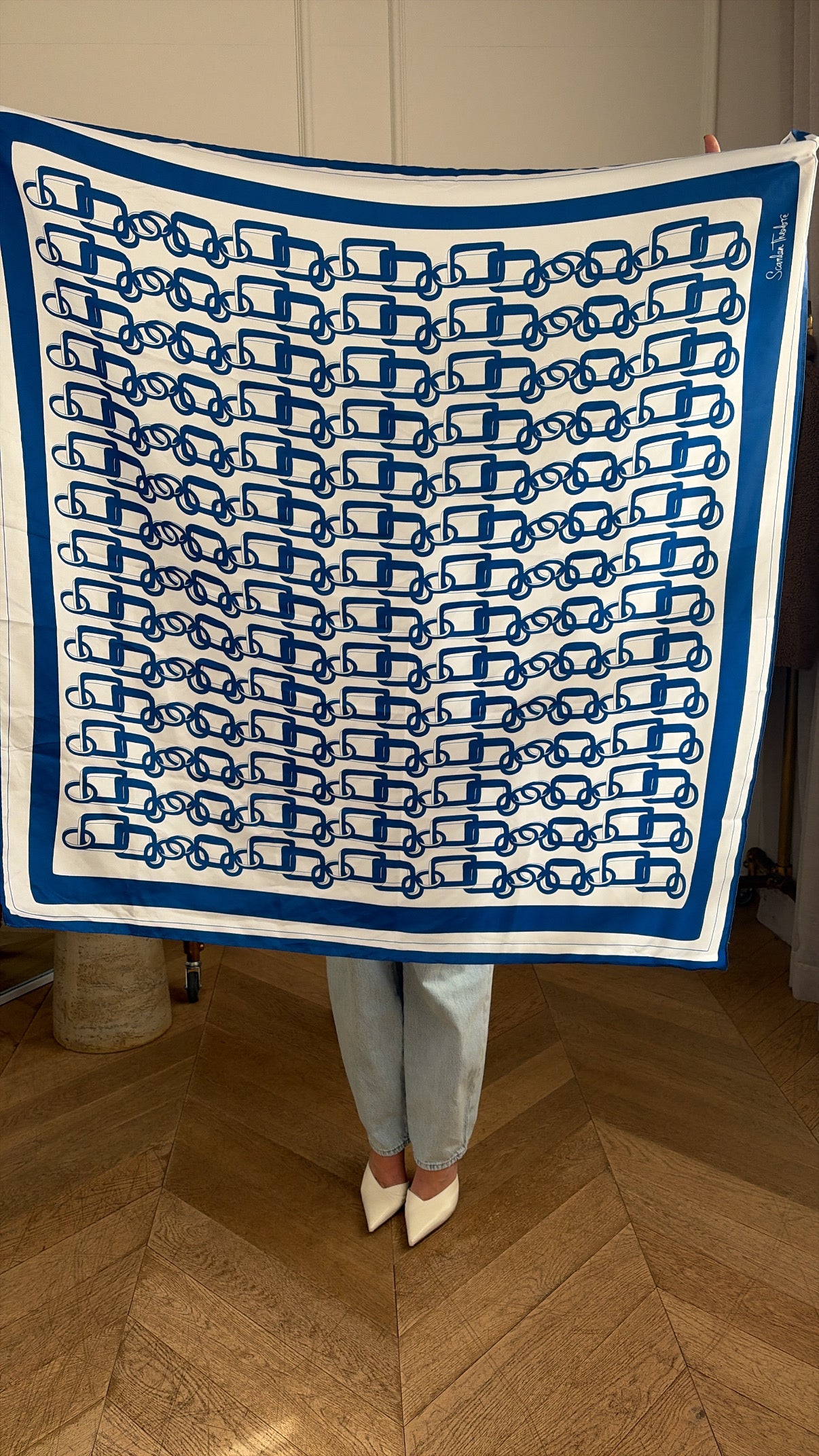 Scanlan Theodore Blue White Silk Scarf