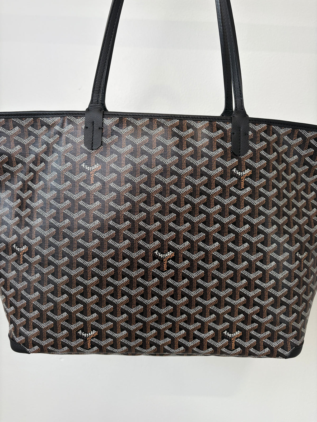 Goyard Black Leather and Canvas Artois MM Tote Bag