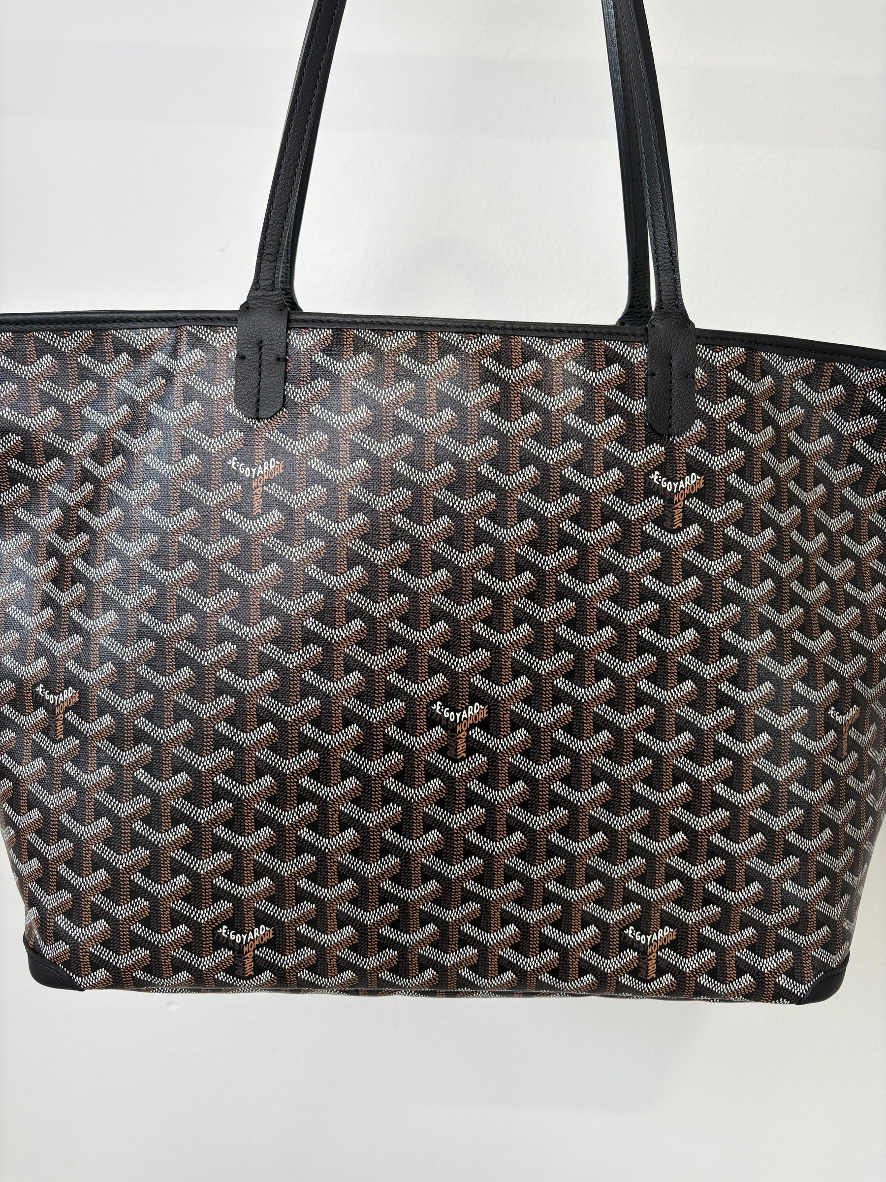 Goyard Black Leather and Canvas Artois MM Tote Bag