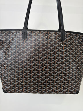 Goyard Black Leather and Canvas Artois MM Tote Bag