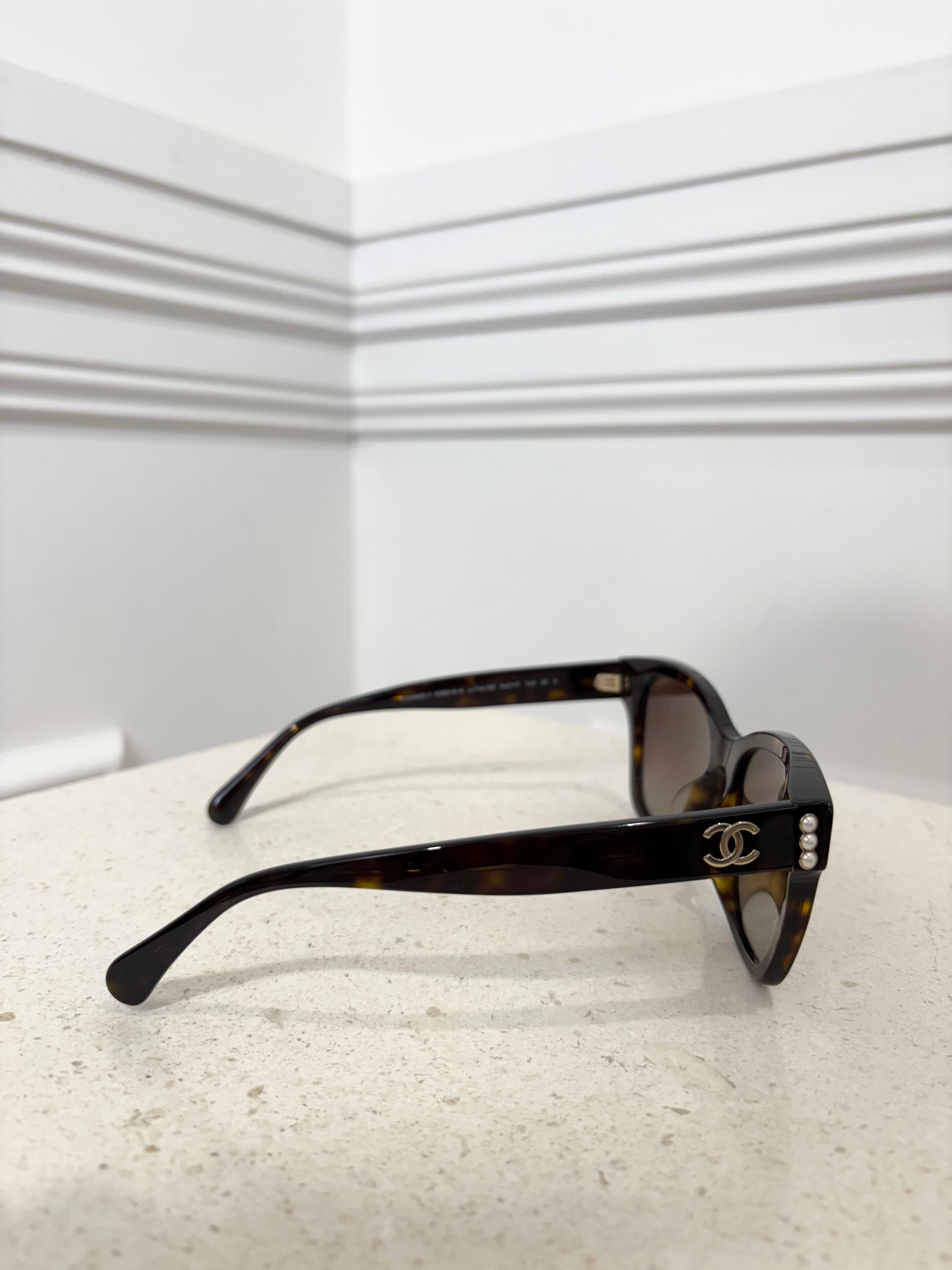 Chanel Tortoiseshell Logo Wayfarer Sunglasses