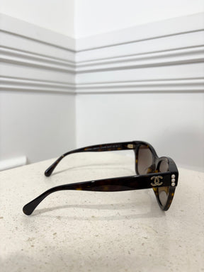 Chanel Tortoiseshell Logo Wayfarer Sunglasses