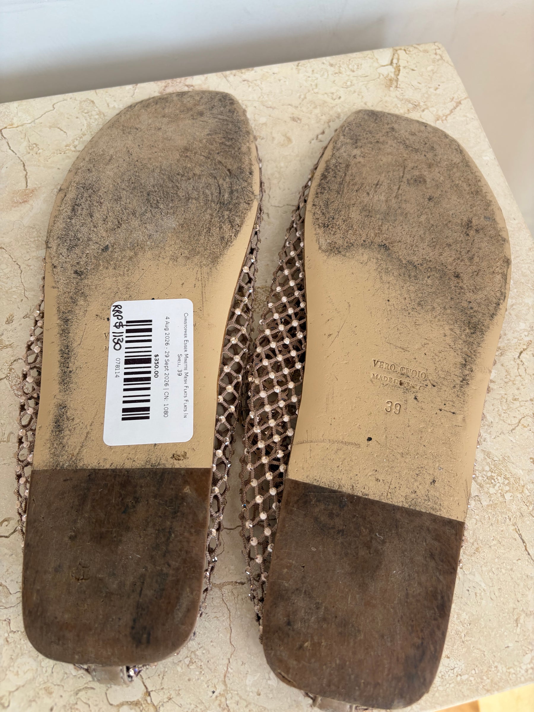 Christopher Esber Minette Mesh Flats Flats In Shell, 39