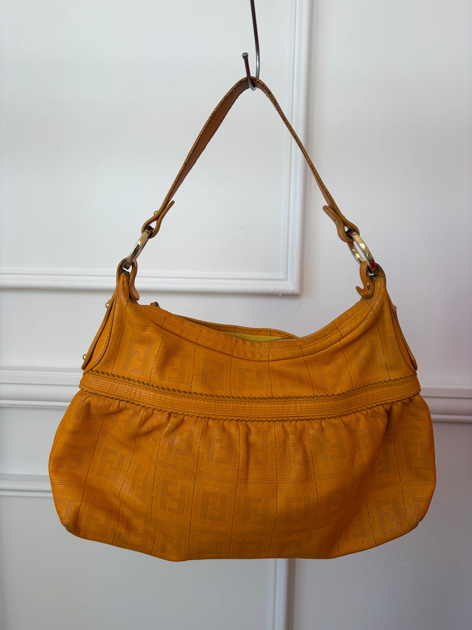 Fendi Orange Perforated Monogram Chef Bag