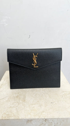 Saint Laurent Black Grained Leather Small Uptown Pouch