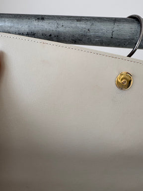 Saint Laurent Ecru Leather Large Sunset Bag