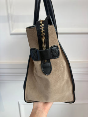 Celine Khaki Black and Taupe Leather and Suede Luggage