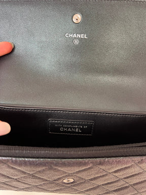 Chanel Purple and Green Iridescent Wristlet Clutch