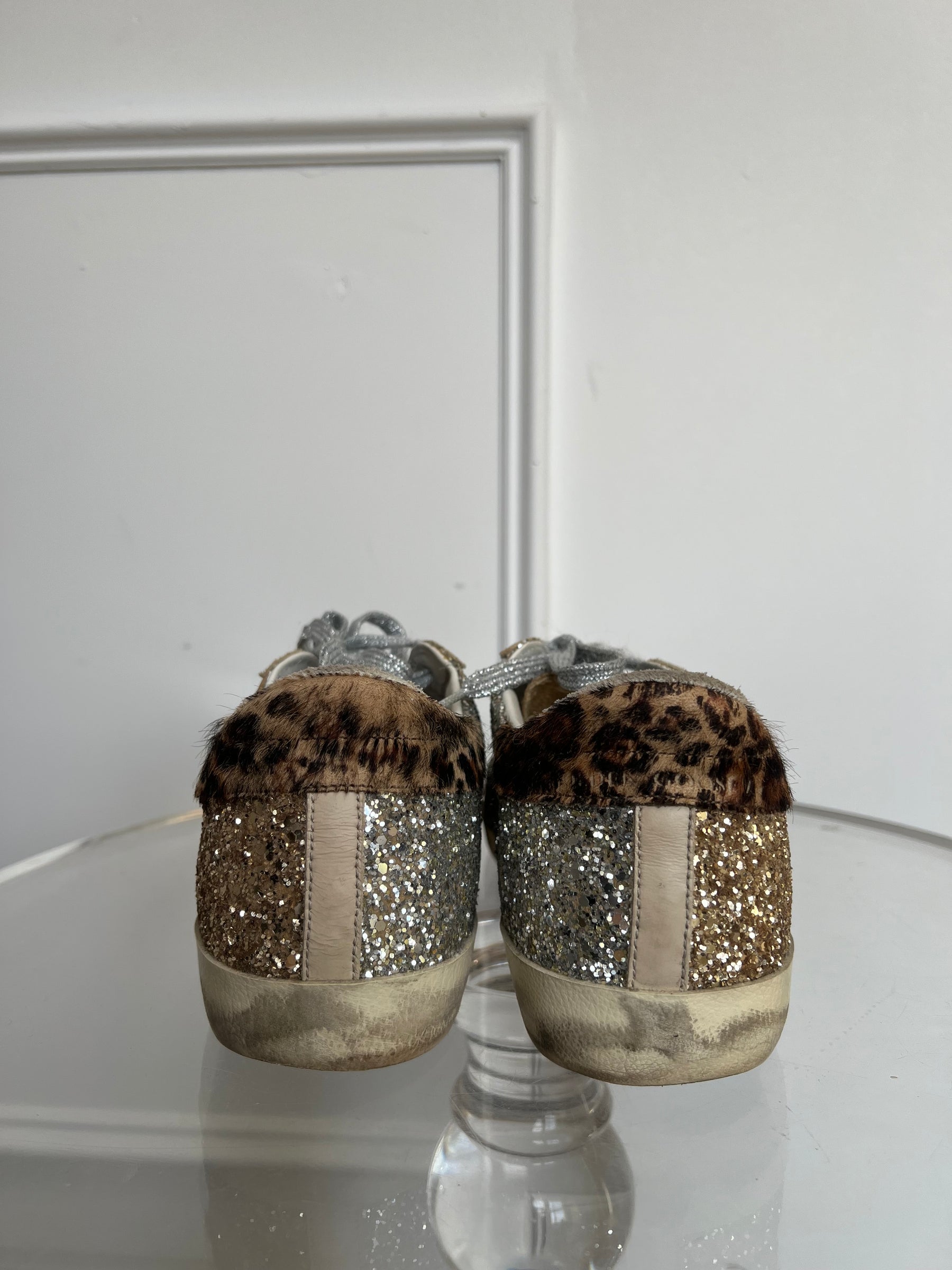 Golden Goose Super Star Glinter Sneakers Leopard Detail, 41