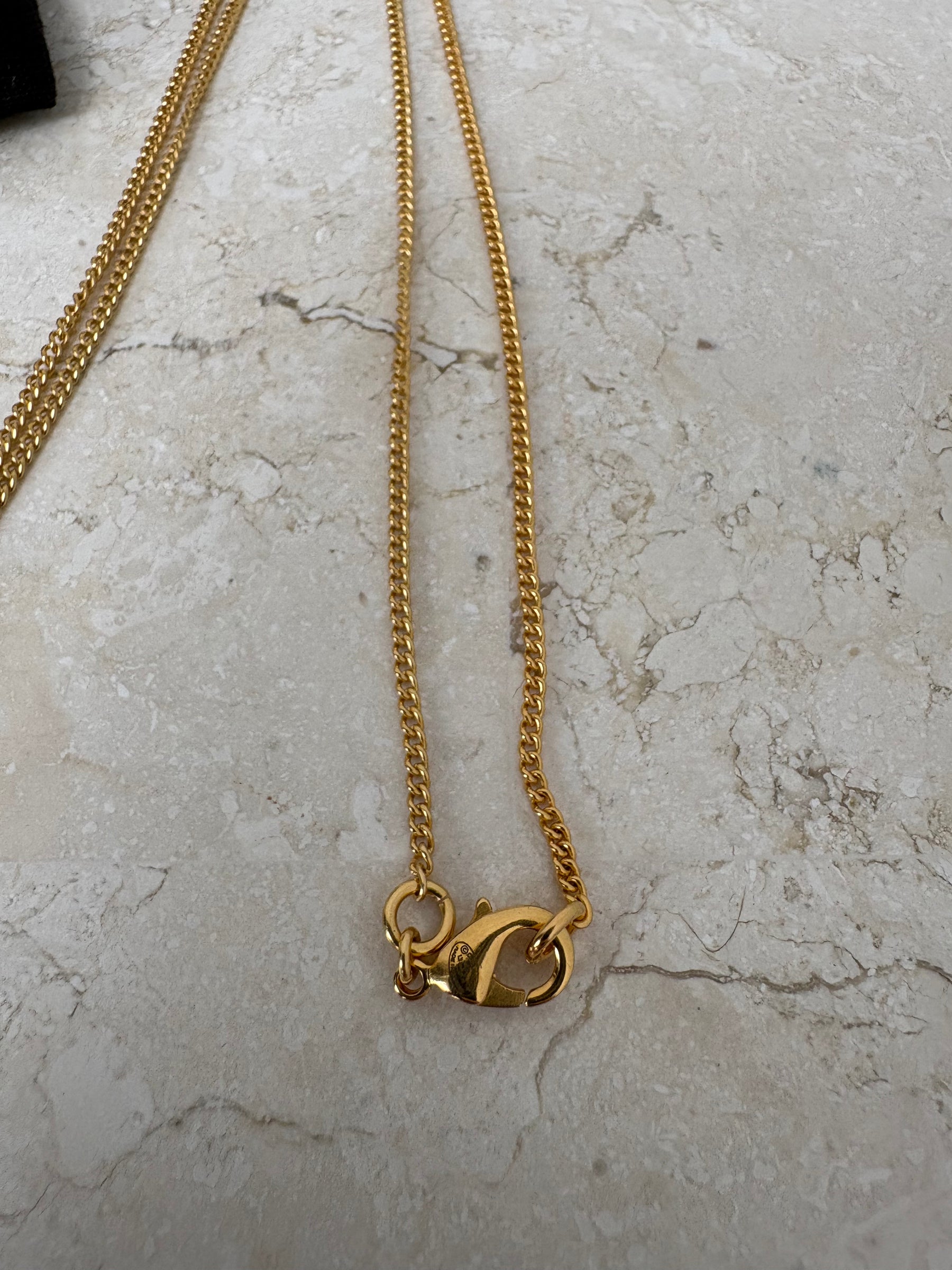 Chanel Gold Tone CC Pendant Necklace