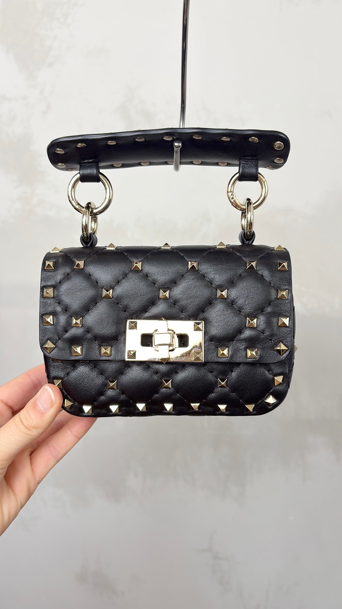 Valentino Garavani Black Leather Mini Rockstud Spike Shoulder Bag