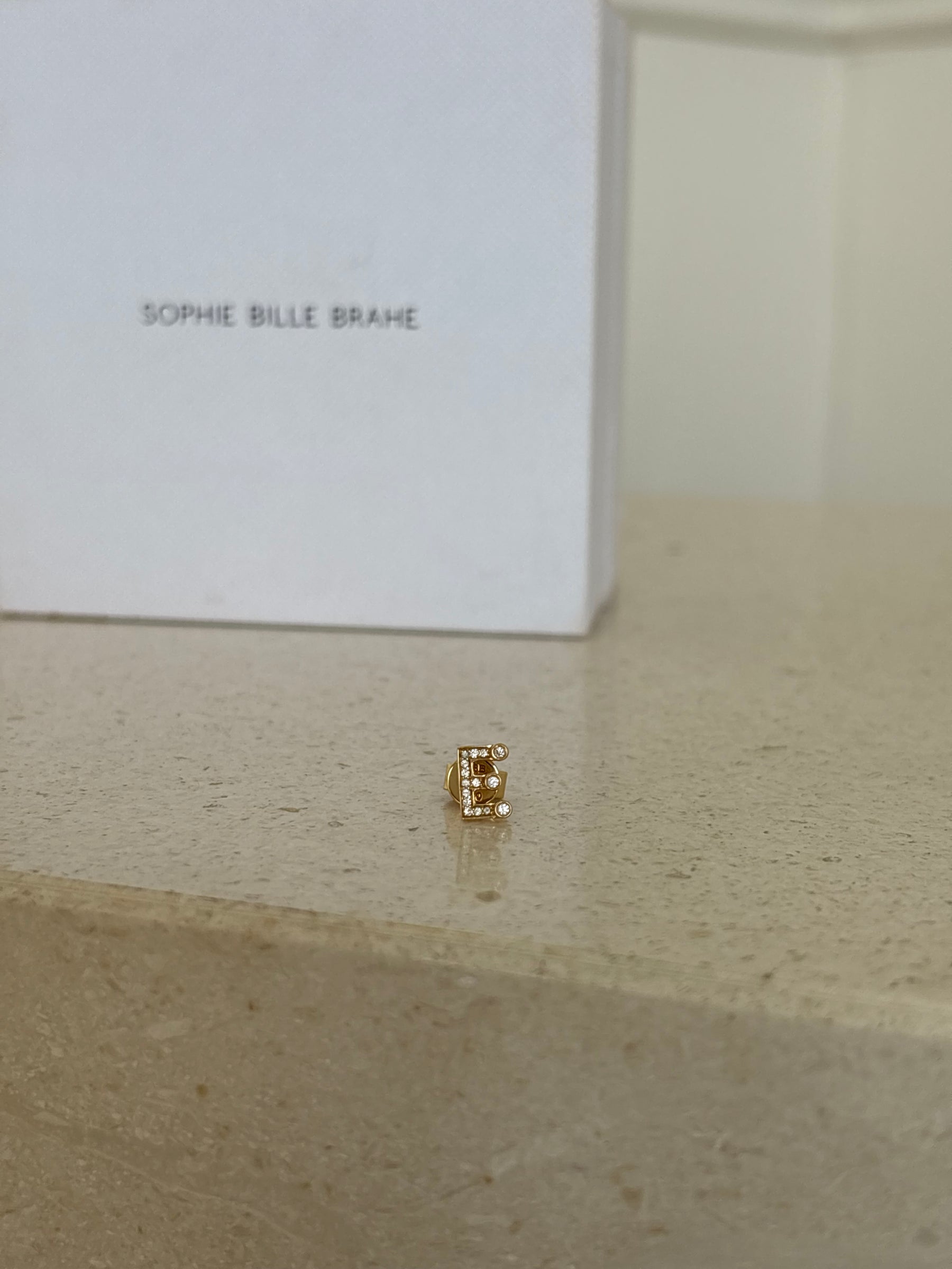 Sophie Bille Brahe Gold and Diamond 'E' Single Stud