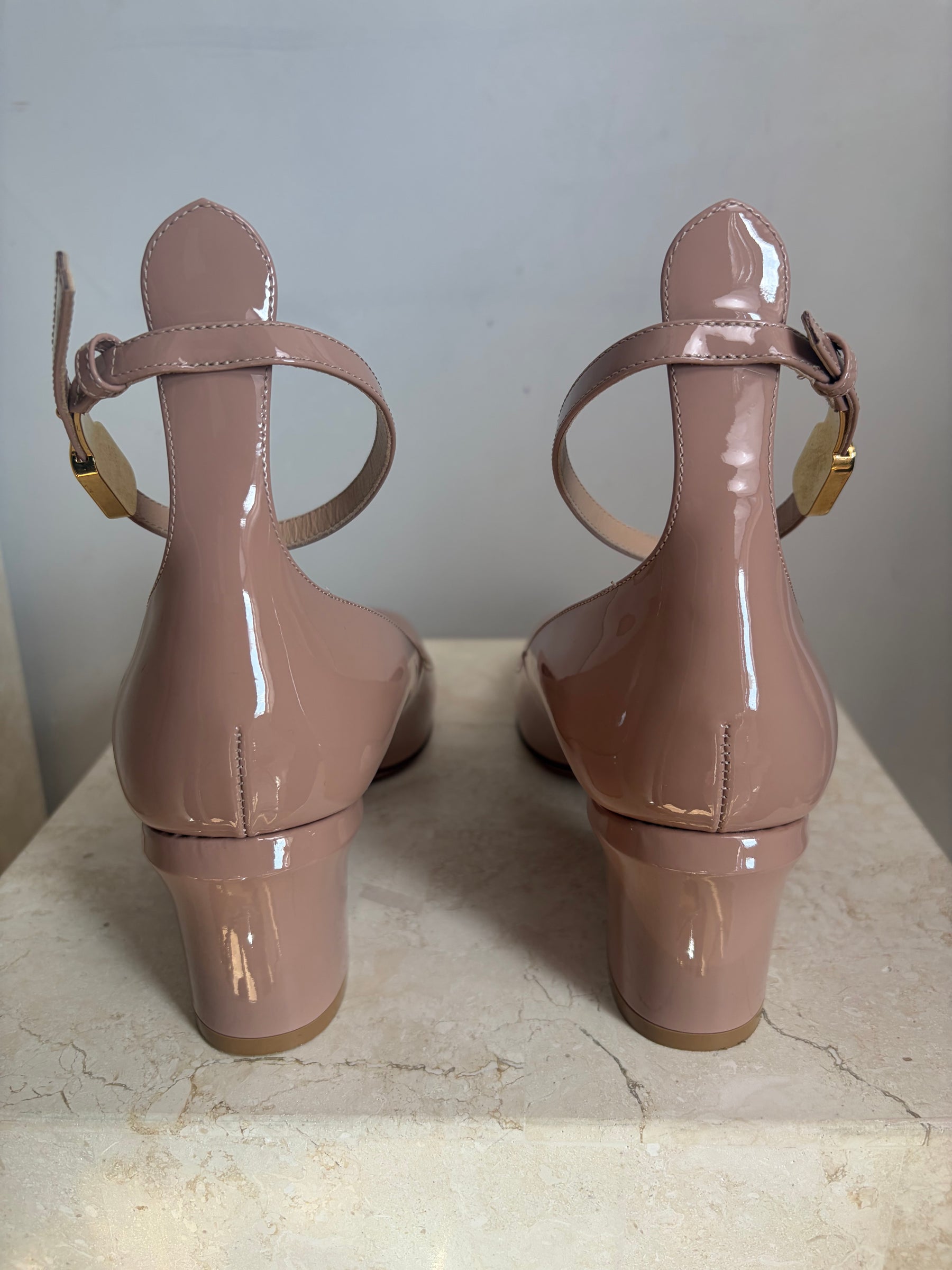 Valentino Garavani Beige Patent Leather Mary Janes, 39